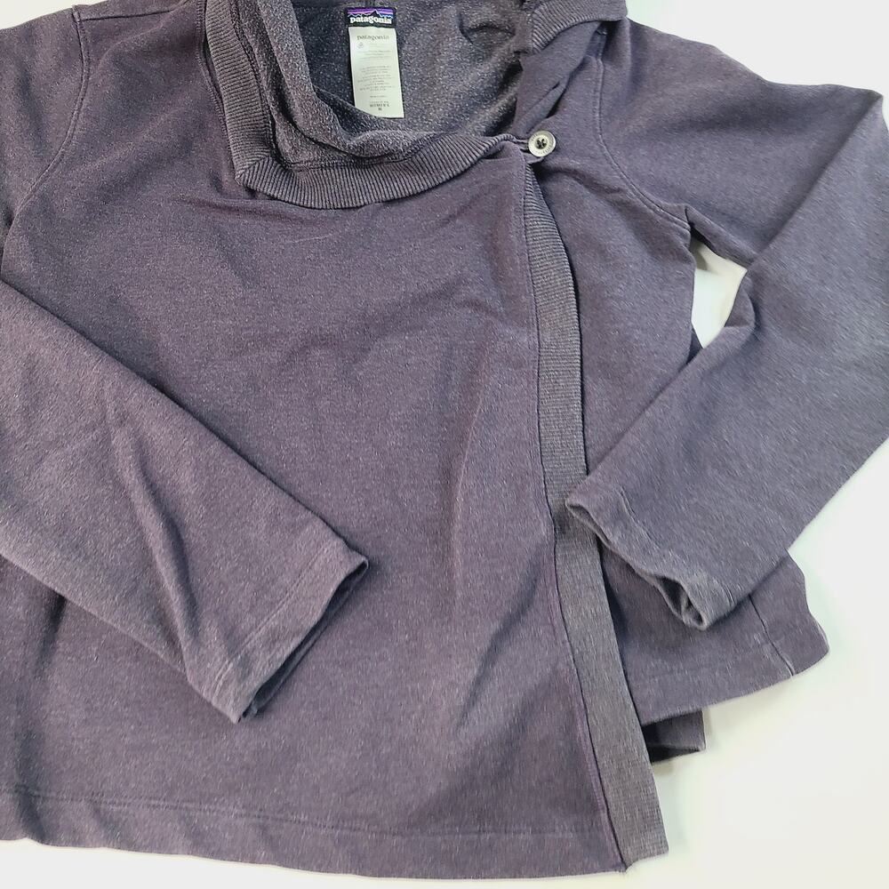 Patagonia At Sea Wrap Cardigan Purple Organic Cotton Blend Cozy Crossover Medium - Picture 10 of 13